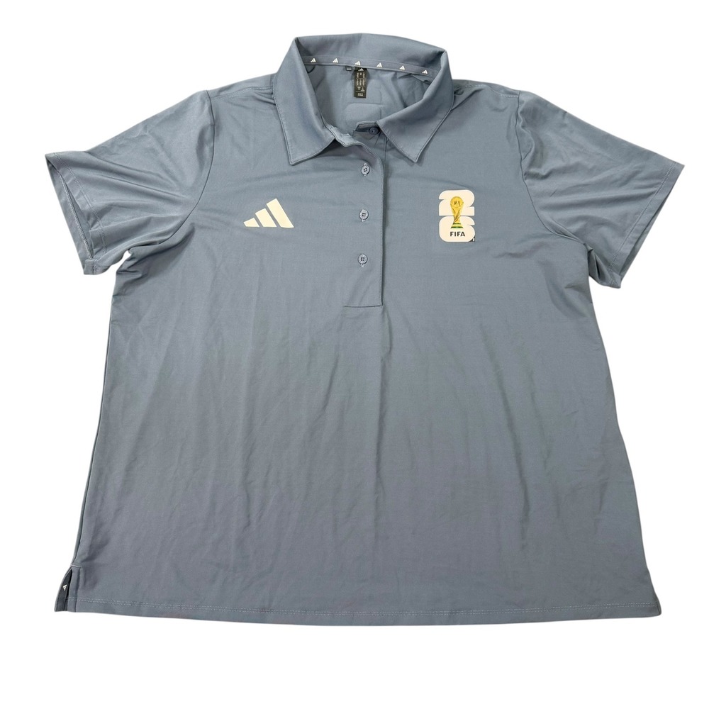 Adidas Women FIFA World Cup 2026 Blue Short Sleeve Polo Shirt Plus Size 2X